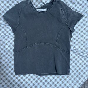 Free People Gray Short Sleeve Top